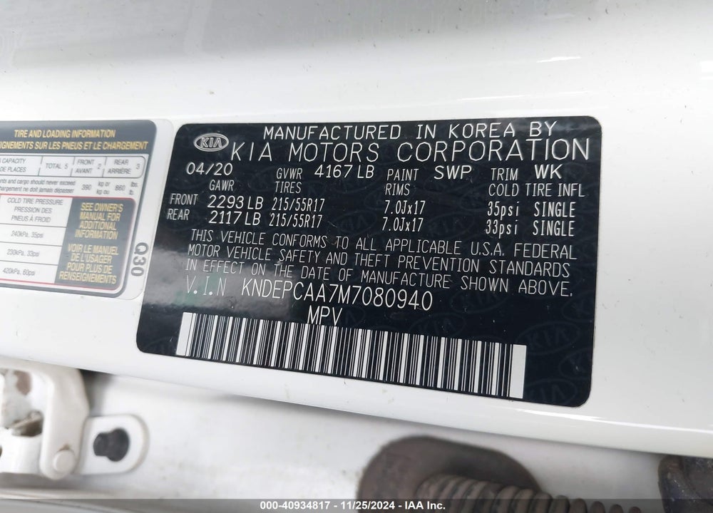 2021 KIA SELTOS LX VIN: KNDEPCAA7M7080940