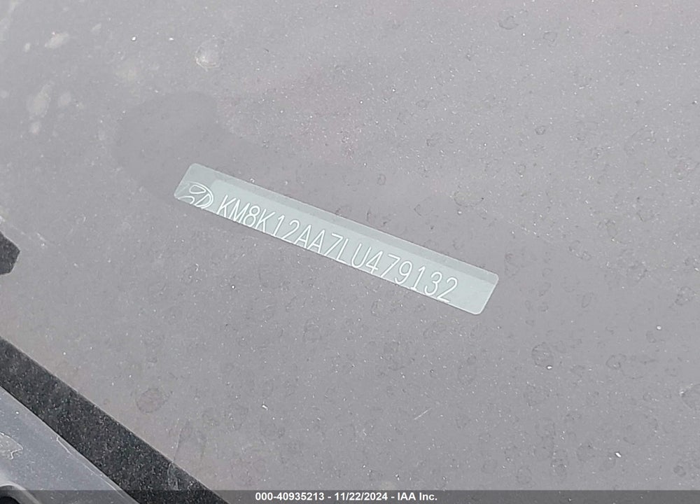2020 HYUNDAI KONA SE VIN: KM8K12AA7LU479132