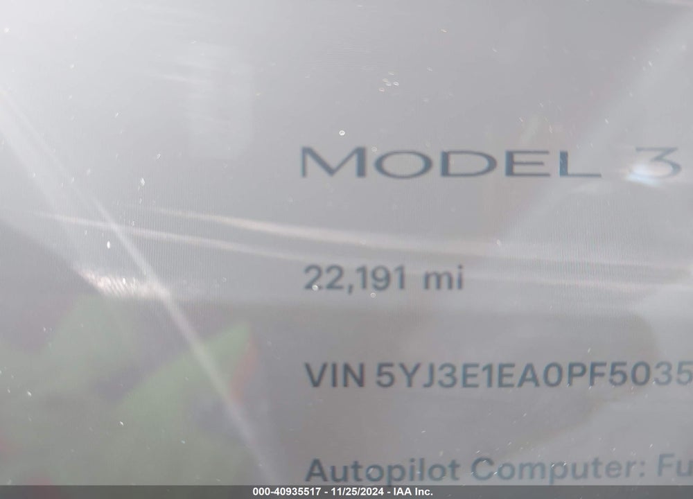 2023 TESLA MODEL 3 REAR-WHEEL DRIVE VIN: 5YJ3E1EA0PF503576