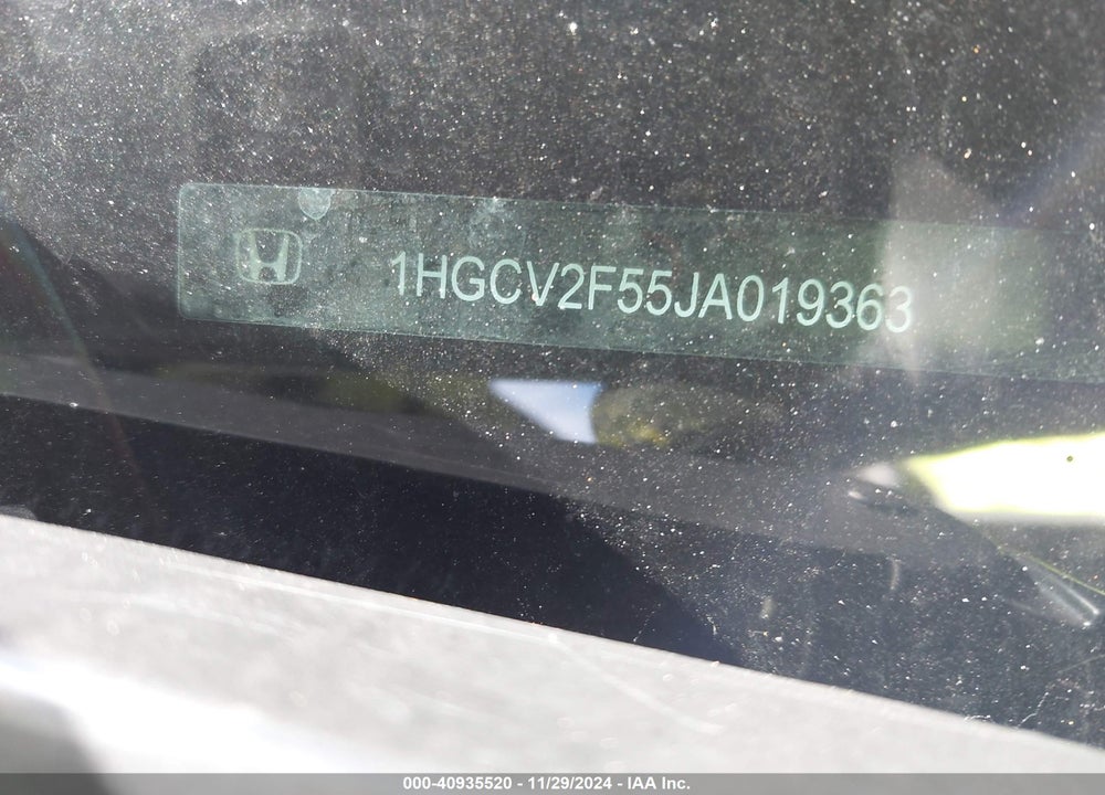 2018 HONDA ACCORD EX-L 2.0T VIN: 1HGCV2F55JA019363