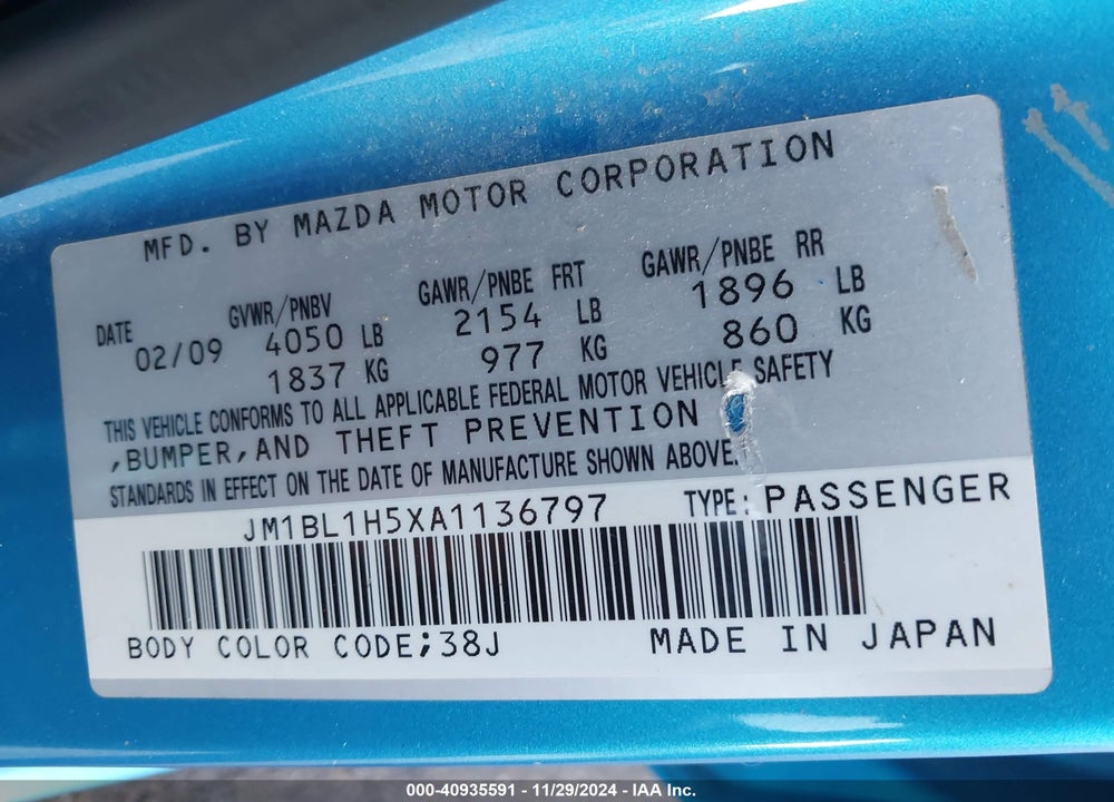 2010 MAZDA 3 S SPORT VIN: JM1BL1H5XA1136797