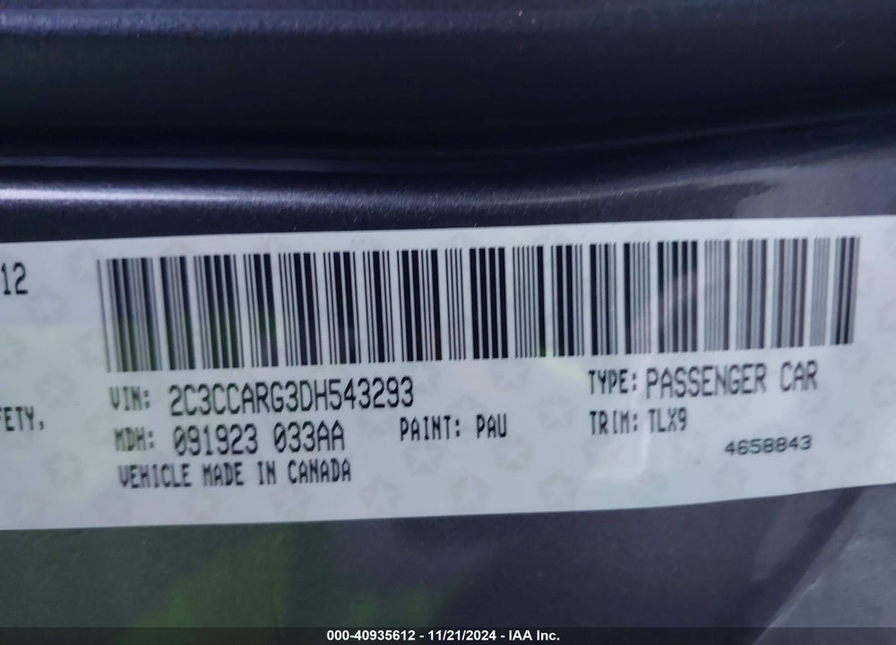 2013 CHRYSLER 300 MOTOWN VIN: 2C3CCARG3DH543293