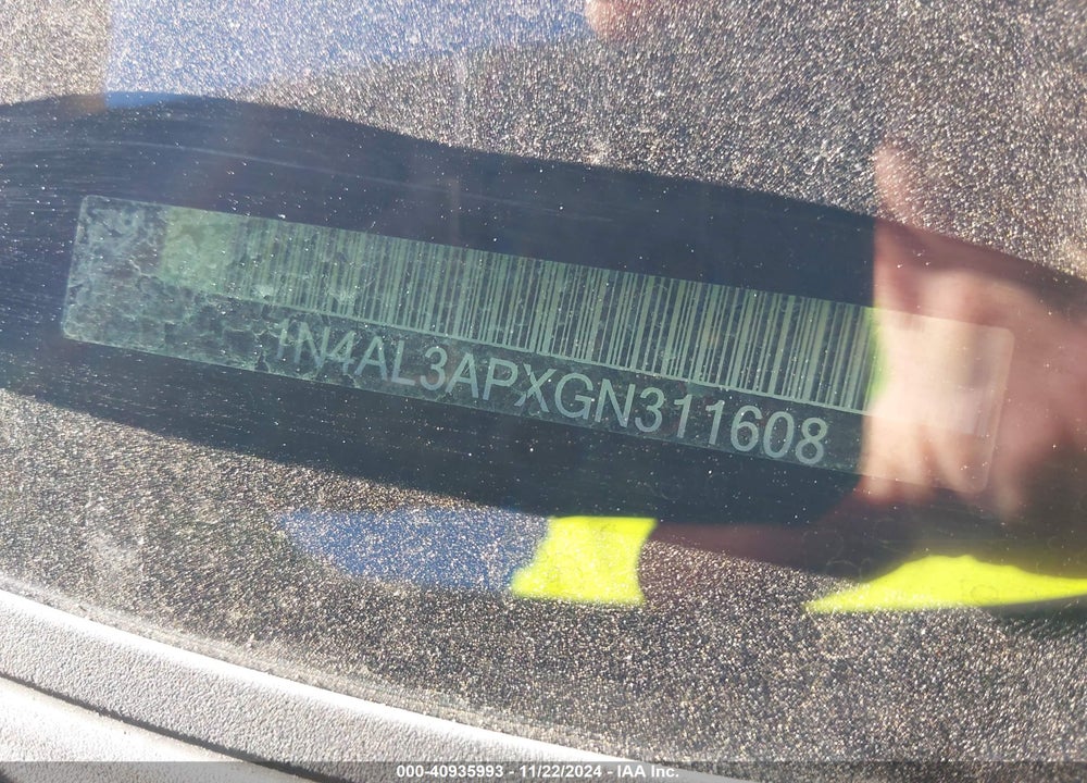 2016 NISSAN ALTIMA 2.5 S VIN: 1N4AL3APXGN311608