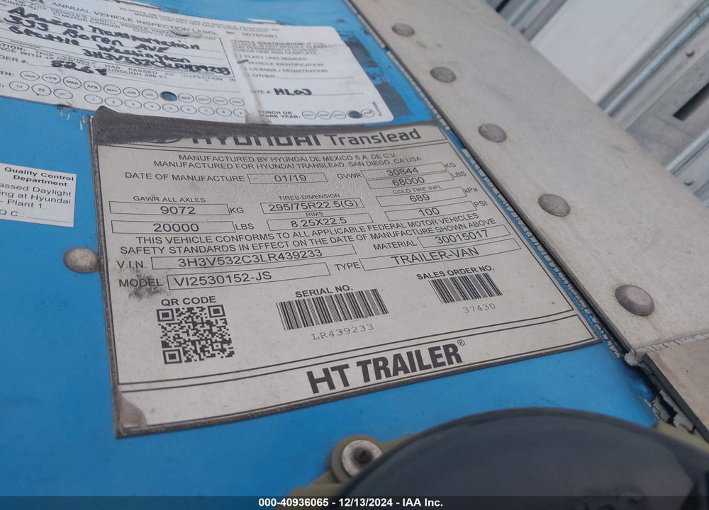 2020 HYUNDAI TRANSLEAD INC --- VIN: 3H3V532C3LR439233