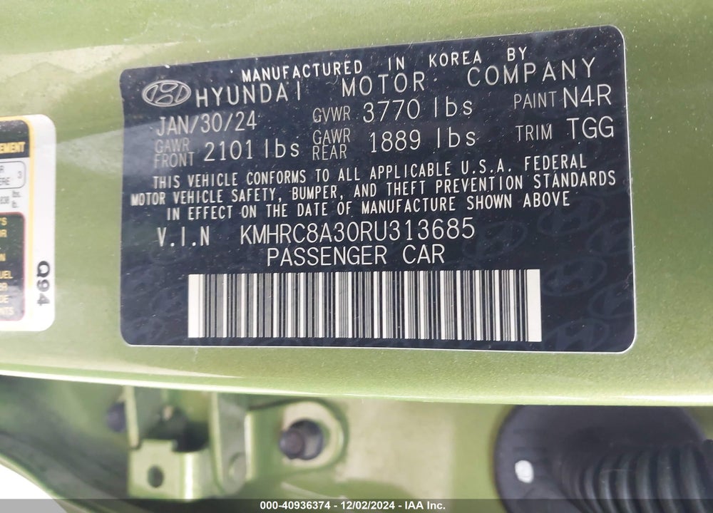 2024 HYUNDAI VENUE SEL VIN: KMHRC8A30RU313685