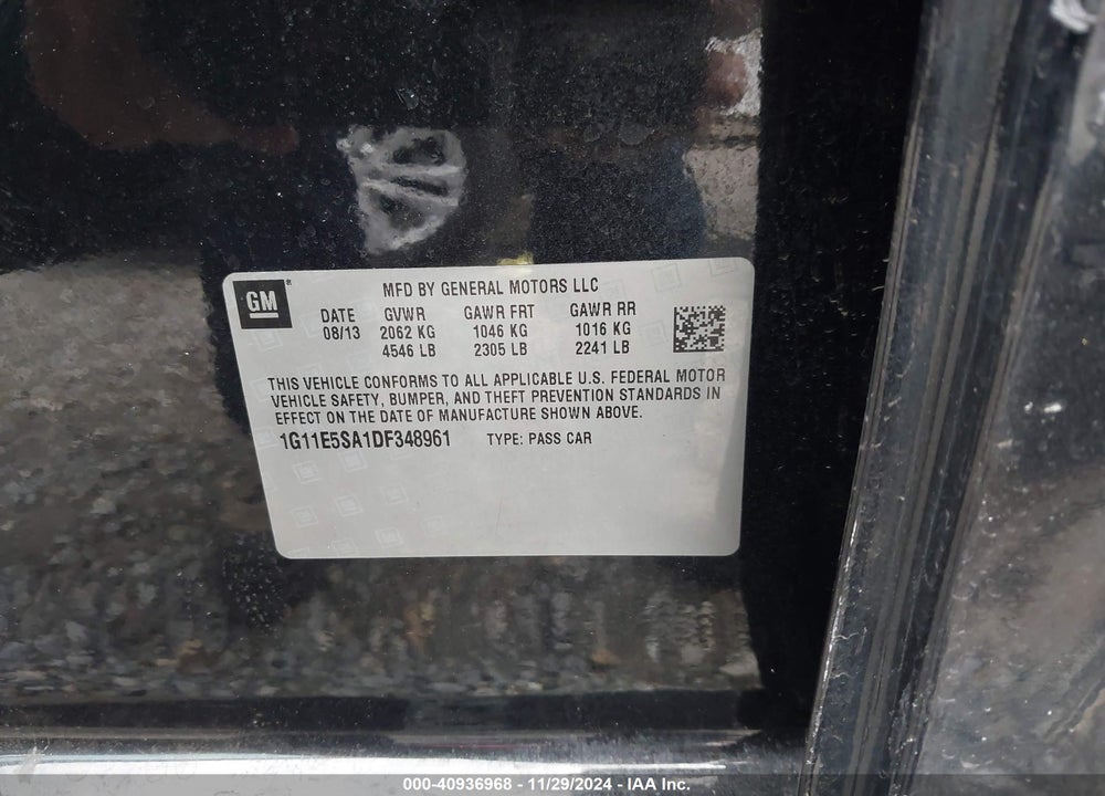2013 CHEVROLET MALIBU VIN: 1G11E5SA1DF348961