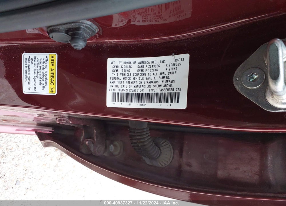 2014 HONDA ACCORD LX VIN: 1HGCR2F32EA001041