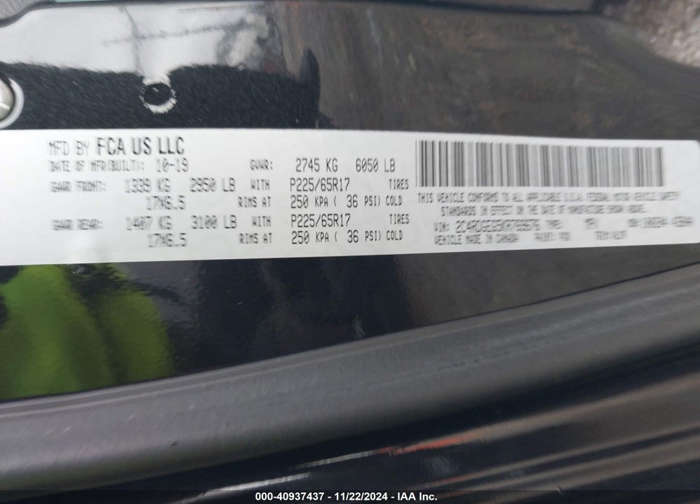 2019 DODGE GRAND CARAVAN GT VIN: 2C4RDGEG5KR769676