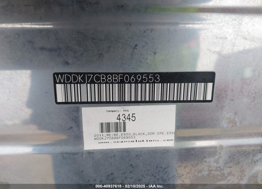 2011 MERCEDES-BENZ E VIN: WDDKJ7CB8BF069553