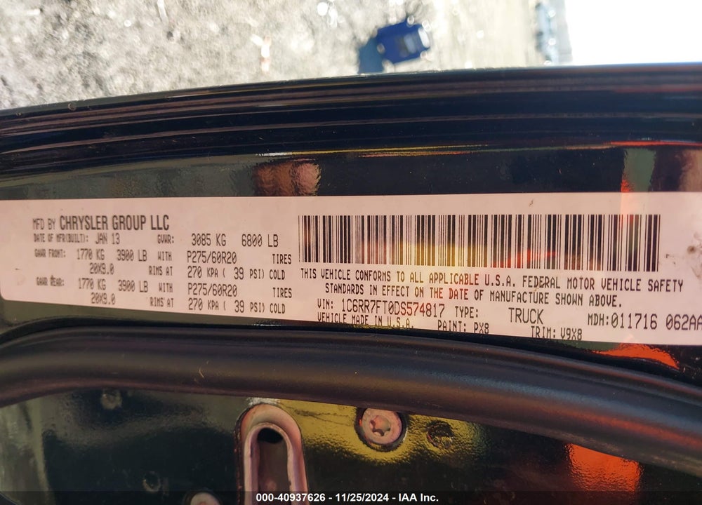 2013 RAM 1500 EXPRESS VIN: 1C6RR7FT0DS574817