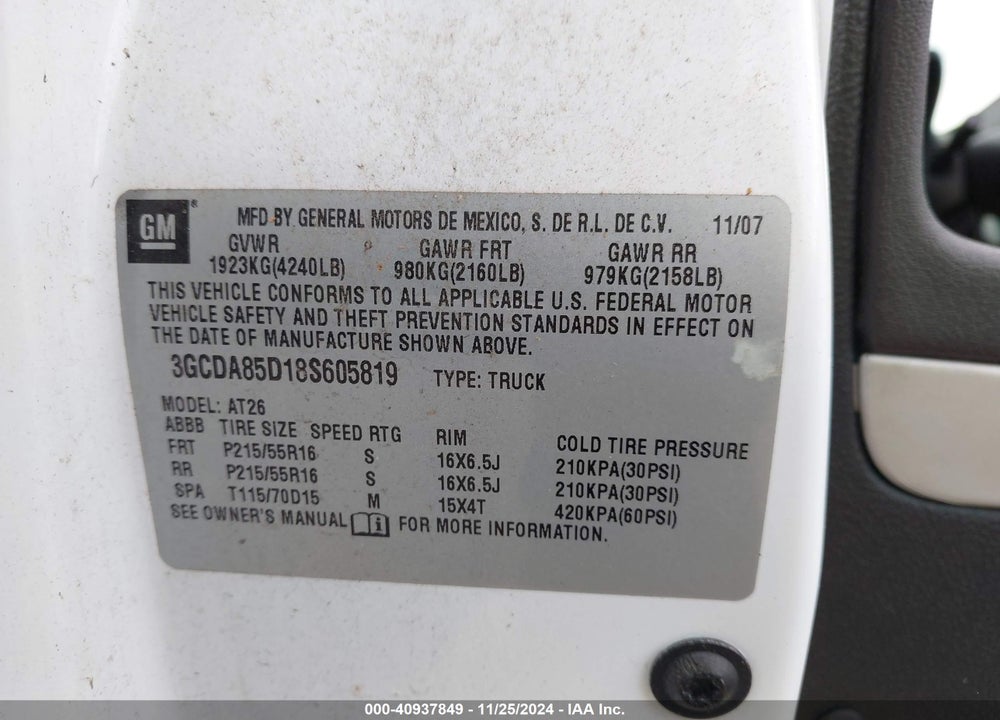 2008 CHEVROLET HHR PANEL LS VIN: 3GCDA85D18S605819