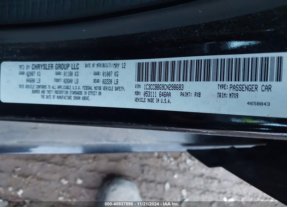 2012 CHRYSLER 200 TOURING VIN: 1C3CCBBG9CN298683