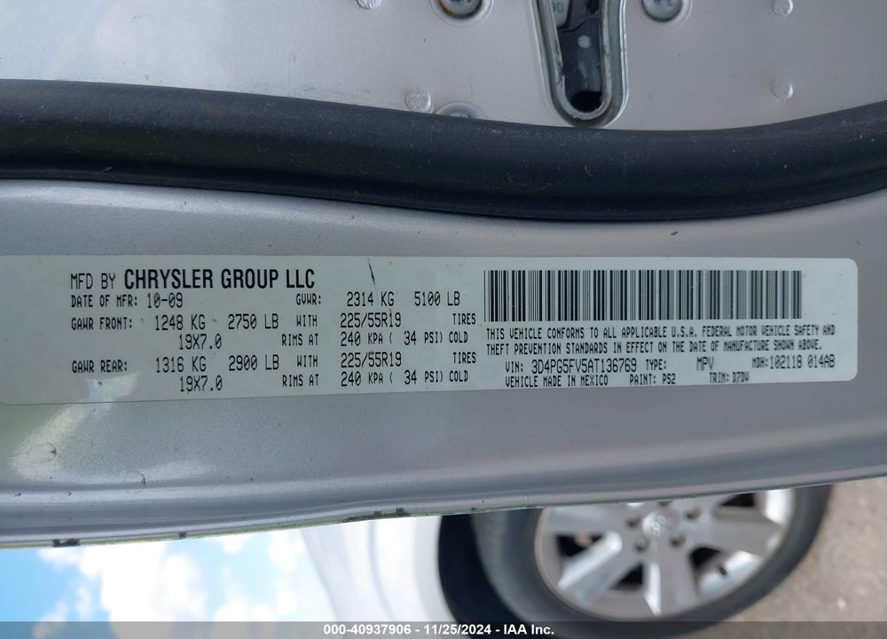 2010 DODGE JOURNEY SXT VIN: 3D4PG5FV5AT136769