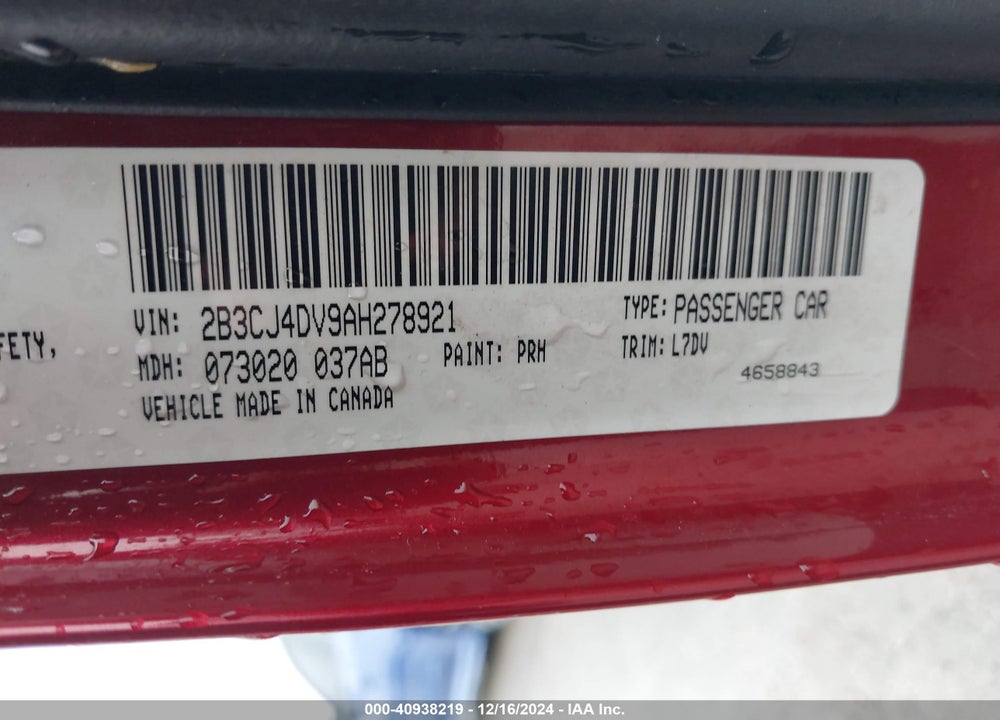 2010 DODGE CHALLENGER SE VIN: 2B3CJ4DV9AH278921
