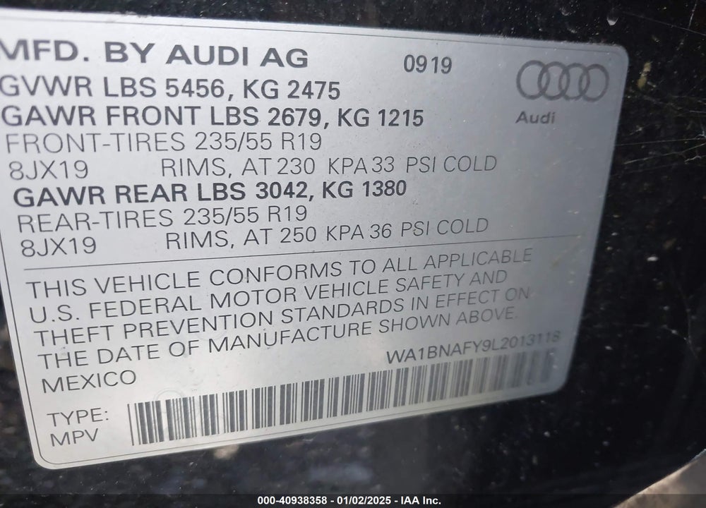 2020 AUDI Q5 PREMIUM PLUS 45 TFSI QUATTRO S TRONIC VIN: WA1BNAFY9L2013118