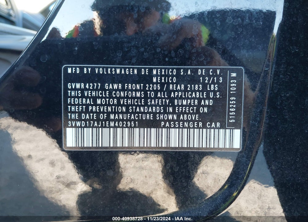 2014 VOLKSWAGEN JETTA 1.8T SE VIN: 3VWD17AJ1EM402951