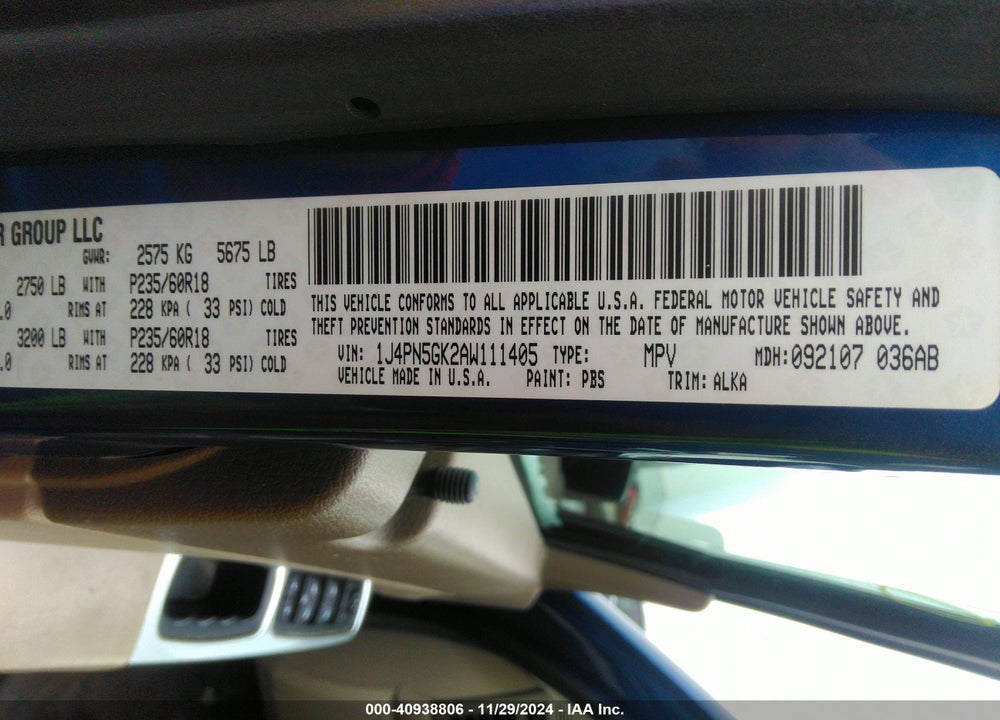 2010 JEEP LIBERTY LIMITED VIN: 1J4PN5GK2AW111405