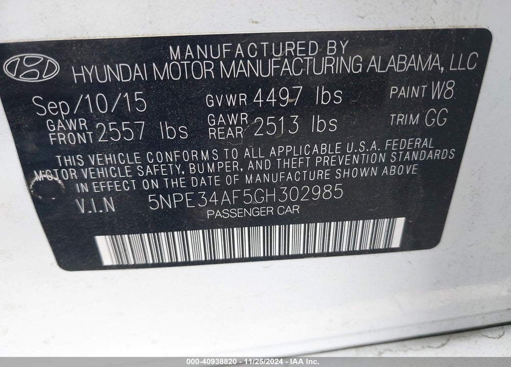 2016 HYUNDAI SONATA LIMITED VIN: 5NPE34AF5GH302985