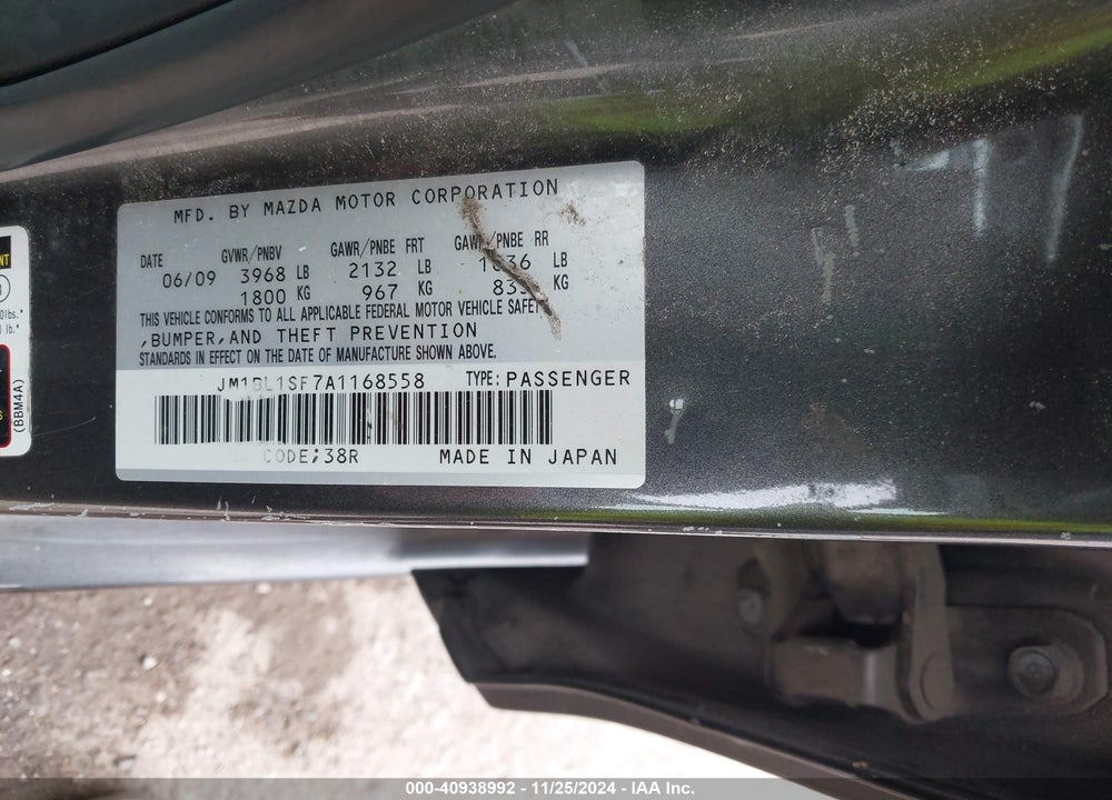 2010 MAZDA 3 I TOURING VIN: JM1BL1SF7A1168558