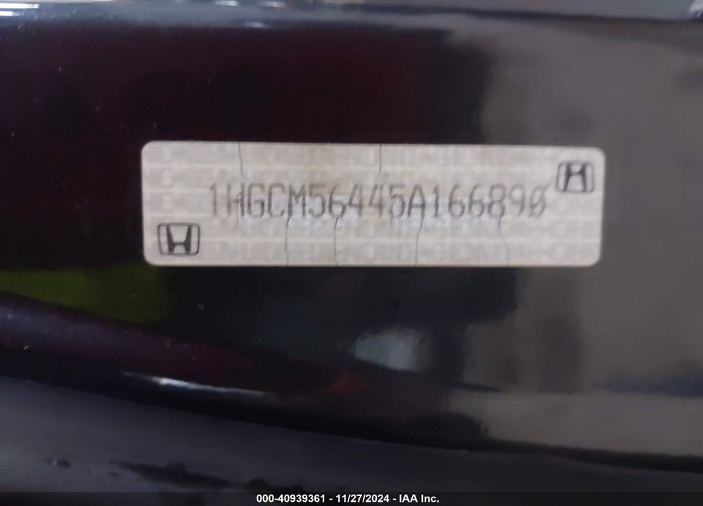 2005 HONDA ACCORD 2.4 LX VIN: 1HGCM56445A166890