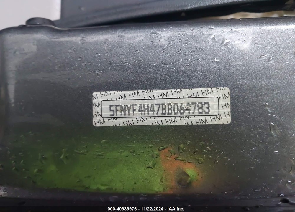 2011 HONDA PILOT EX VIN: 5FNYF4H47BB064783