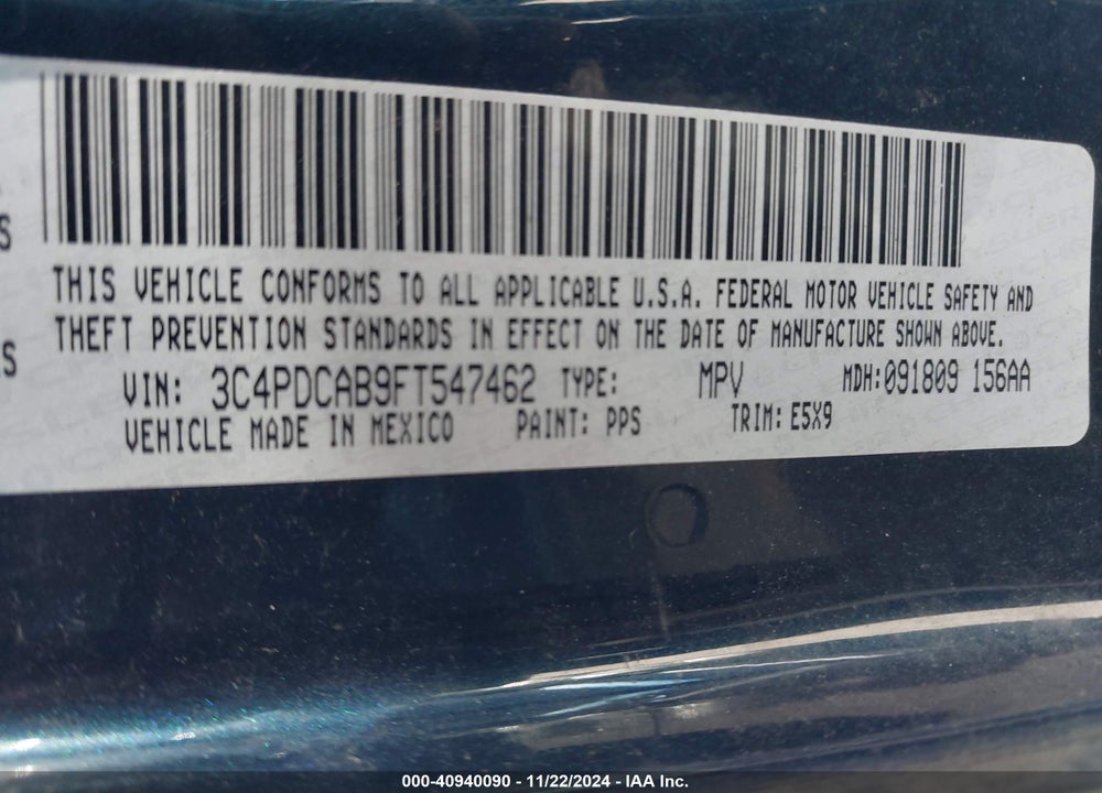 2015 DODGE JOURNEY SE VIN: 3C4PDCAB9FT547462