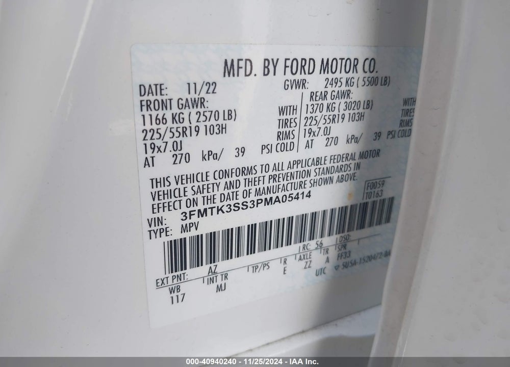 2023 FORD MUSTANG MACH-E PREMIUM VIN: 3FMTK3SS3PMA05414