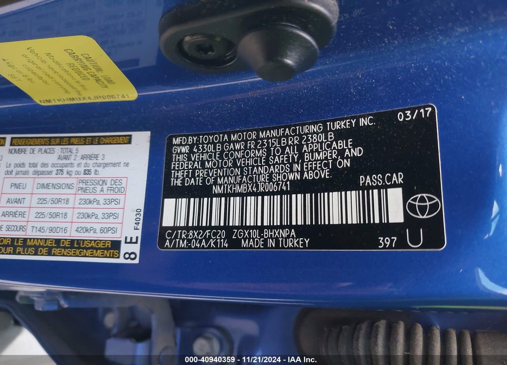 2018 TOYOTA C-HR XLE VIN: NMTKHMBX4JR006741