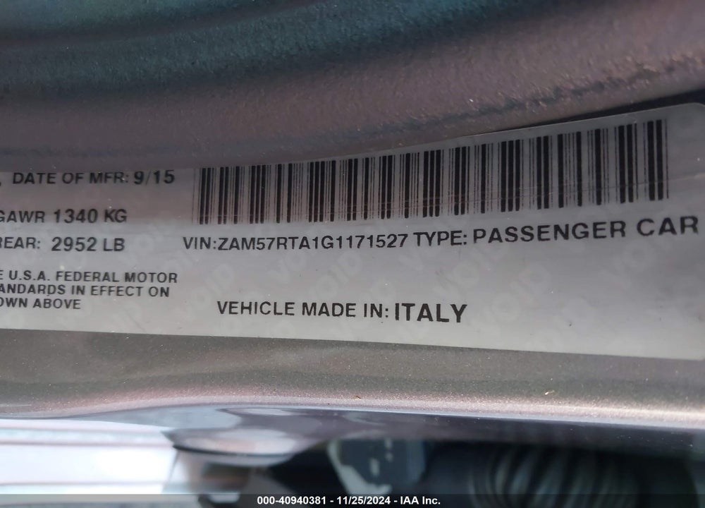 2016 MASERATI GHIBLI S Q4 VIN: ZAM57RTA1G1171527