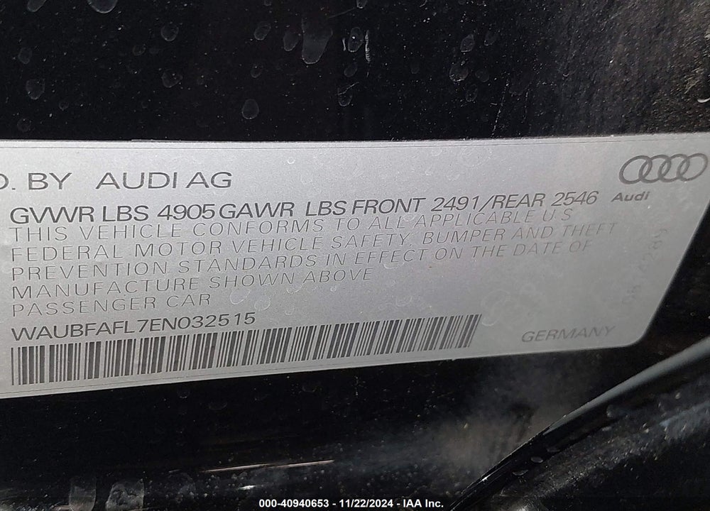2014 AUDI A4 2.0T PREMIUM VIN: WAUBFAFL7EN032515