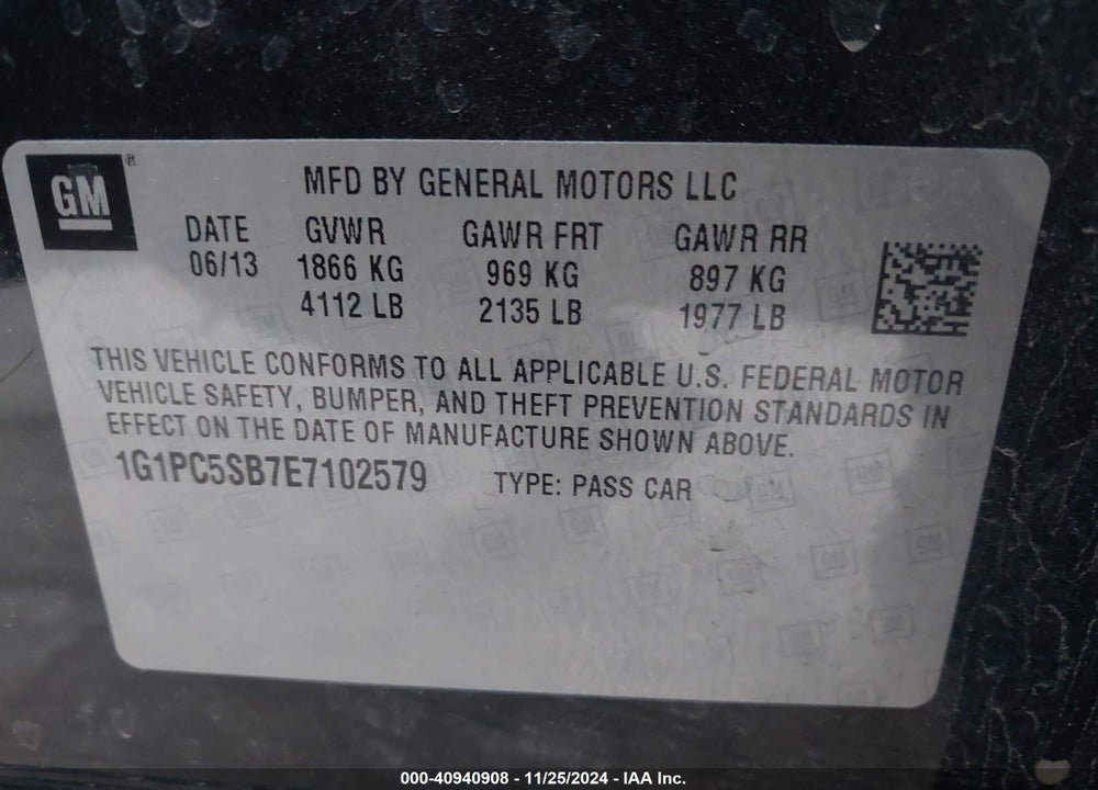 2014 CHEVROLET CRUZE 1LT AUTO VIN: 1G1PC5SB7E7102579