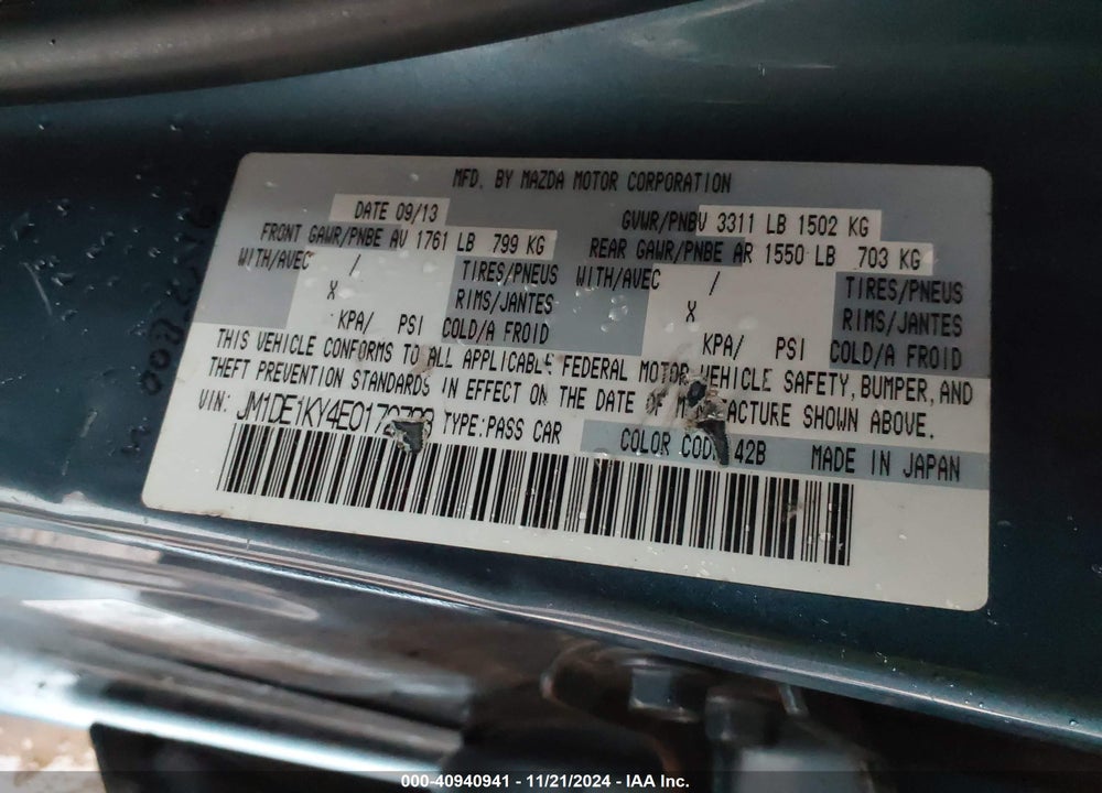 2014 MAZDA 2 SPORT VIN: JM1DE1KY4E0172793