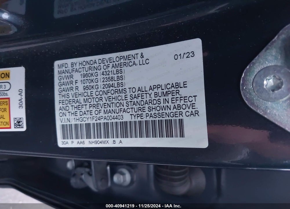 2023 HONDA ACCORD LX VIN: 1HGCY1F24PA004403