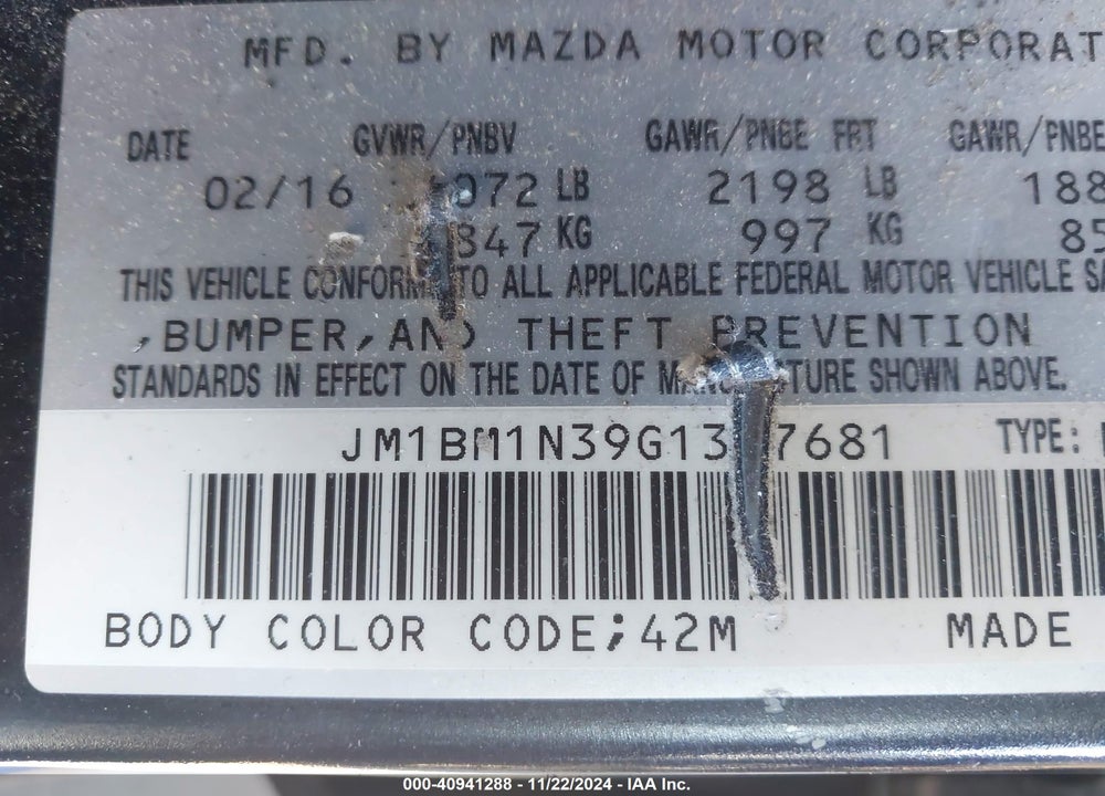 2016 MAZDA 3 S GRAND TOURING VIN: JM1BM1N39G1337681