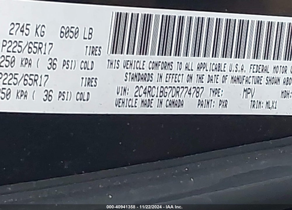 2013 CHRYSLER TOWN & COUNTRY TOURING VIN: 2C4RC1BG7DR774787