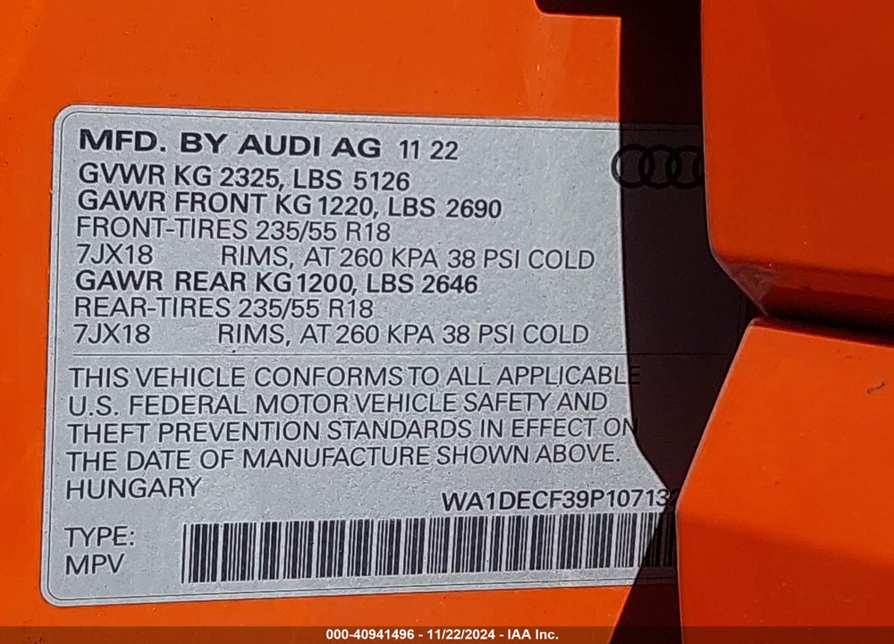 2023 AUDI Q3 PREMIUM 45 TFSI S LINE QUATTRO TIPTRONIC VIN: WA1DECF39P1071329
