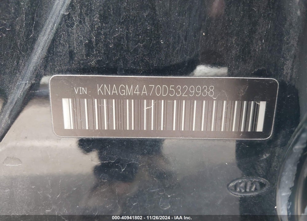 2013 KIA OPTIMA LX VIN: KNAGM4A70D5329938