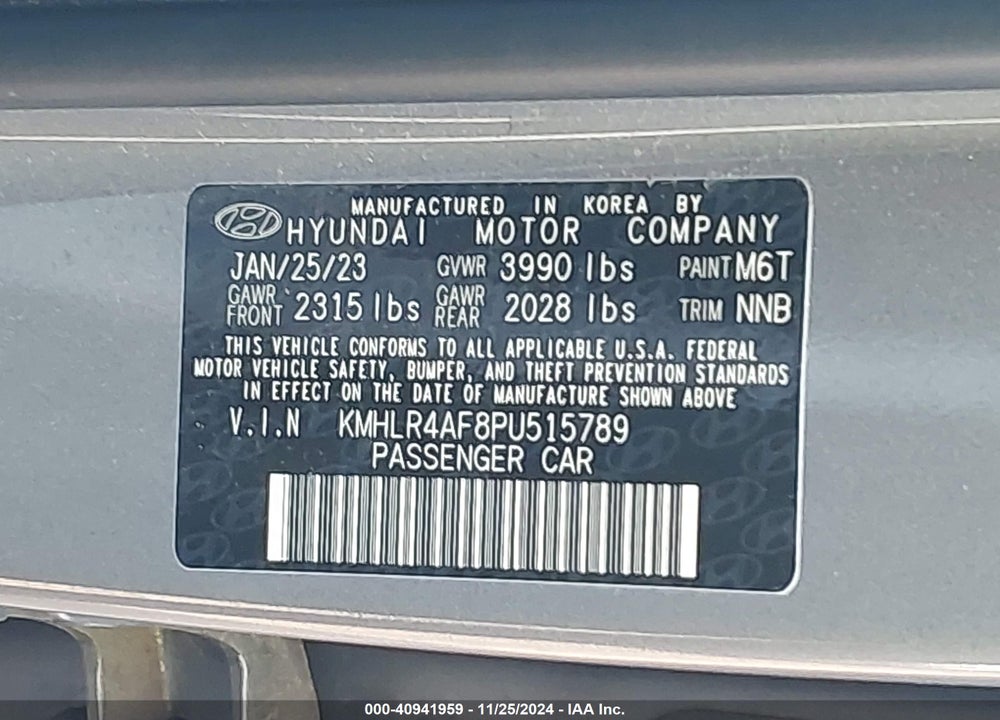 2023 HYUNDAI ELANTRA VIN: KMHLR4AF8PU515789