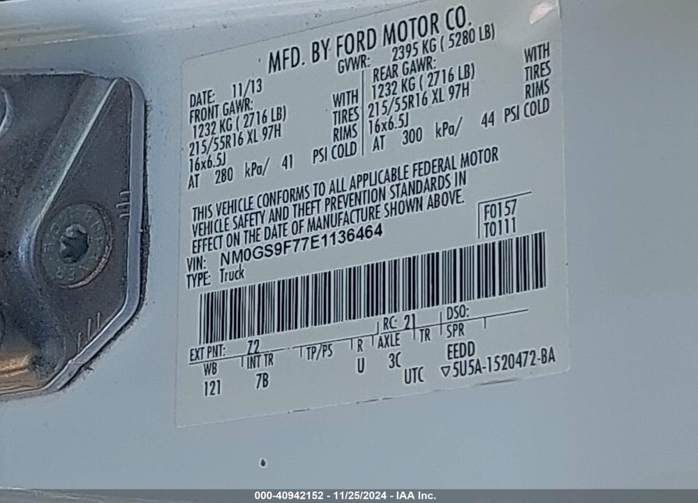 2014 FORD TRANSIT CONNECT XLT VIN: NM0GS9F77E1136464