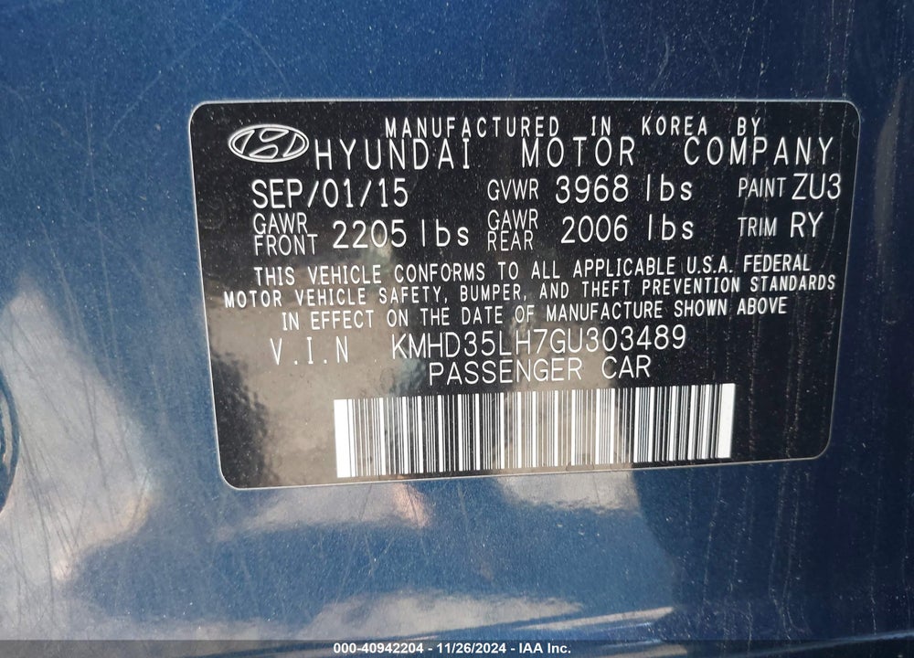 2016 HYUNDAI ELANTRA GT VIN: KMHD35LH7GU303489
