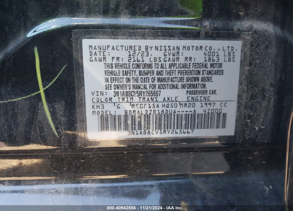 2024 NISSAN SENTRA SV XTRONIC CVT VIN: 3N1AB8CV5RY265667