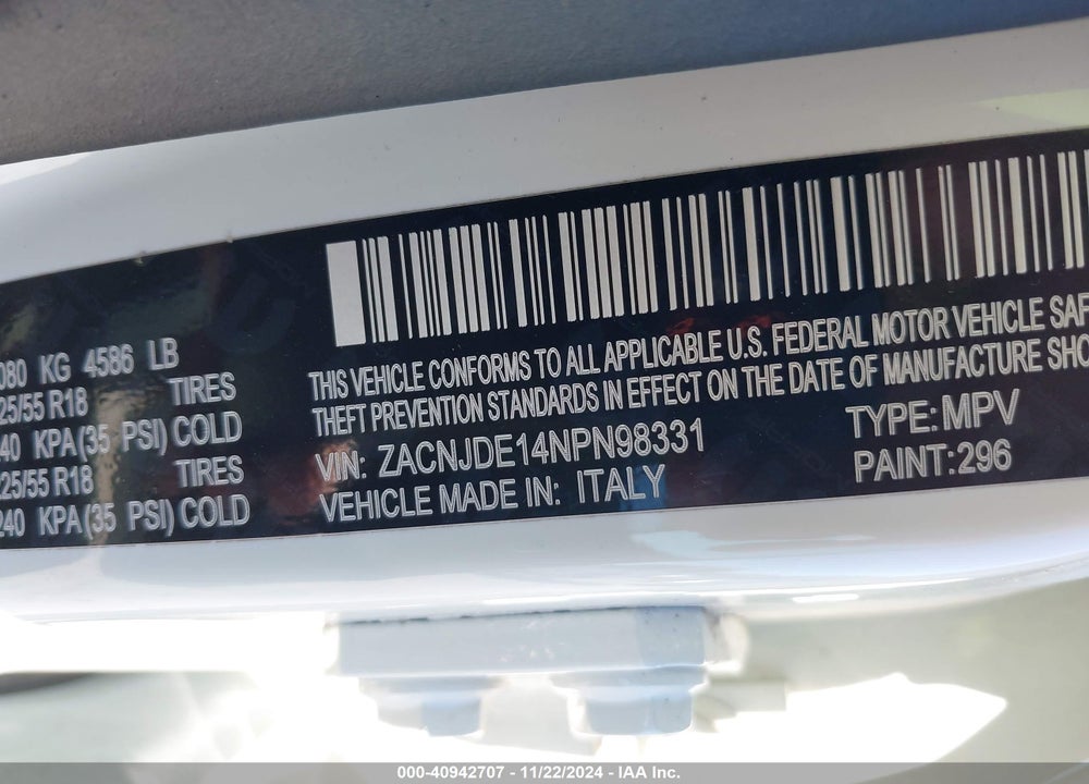 2022 JEEP RENEGADE ALTITUDE 4X4 VIN: ZACNJDE14NPN98331