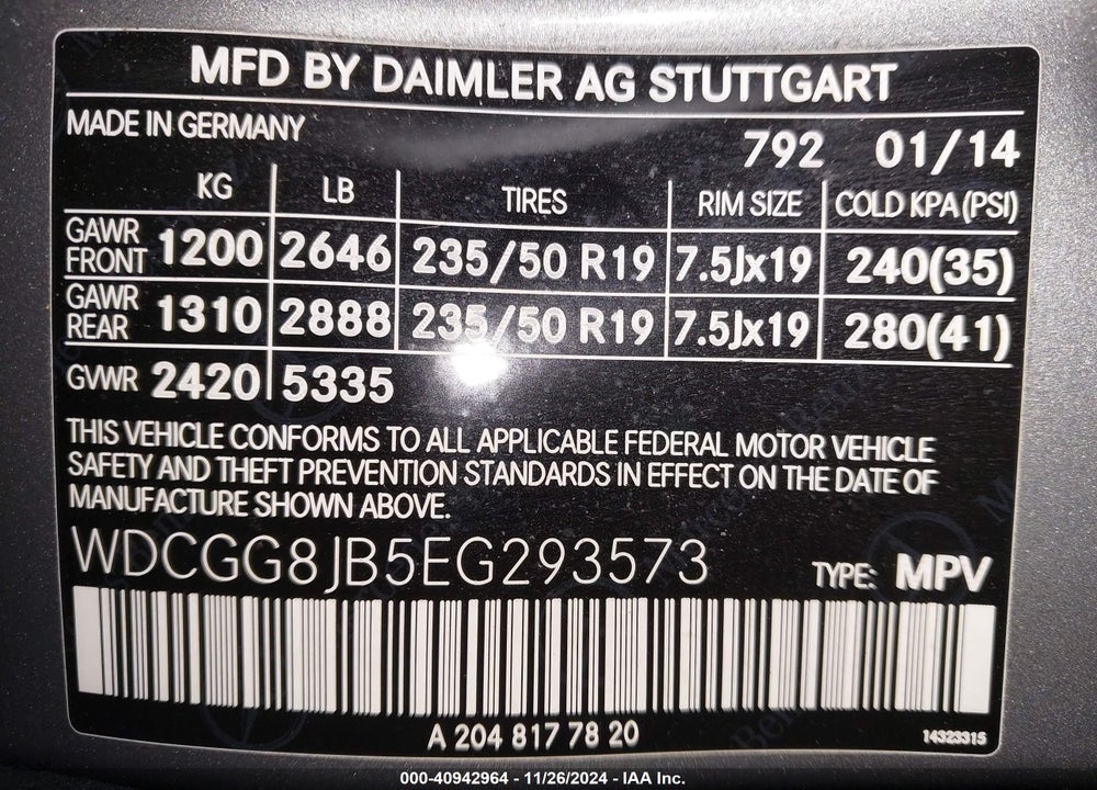 2014 MERCEDES-BENZ GLK 350 4MATIC VIN: WDCGG8JB5EG293573