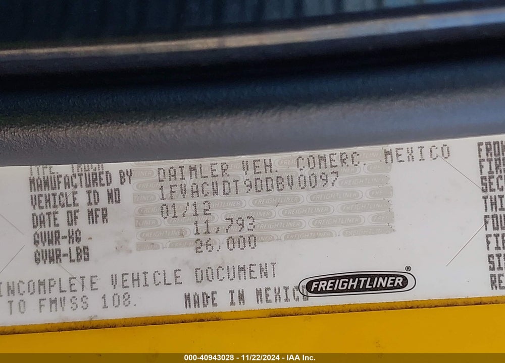 2013 FREIGHTLINER M2 106 MEDIUM DUTY VIN: 1FVACWDT9DDBV0097