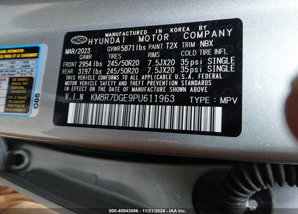 2023 HYUNDAI PALISADE CALLIGRAPHY VIN: KM8R7DGE9PU611963
