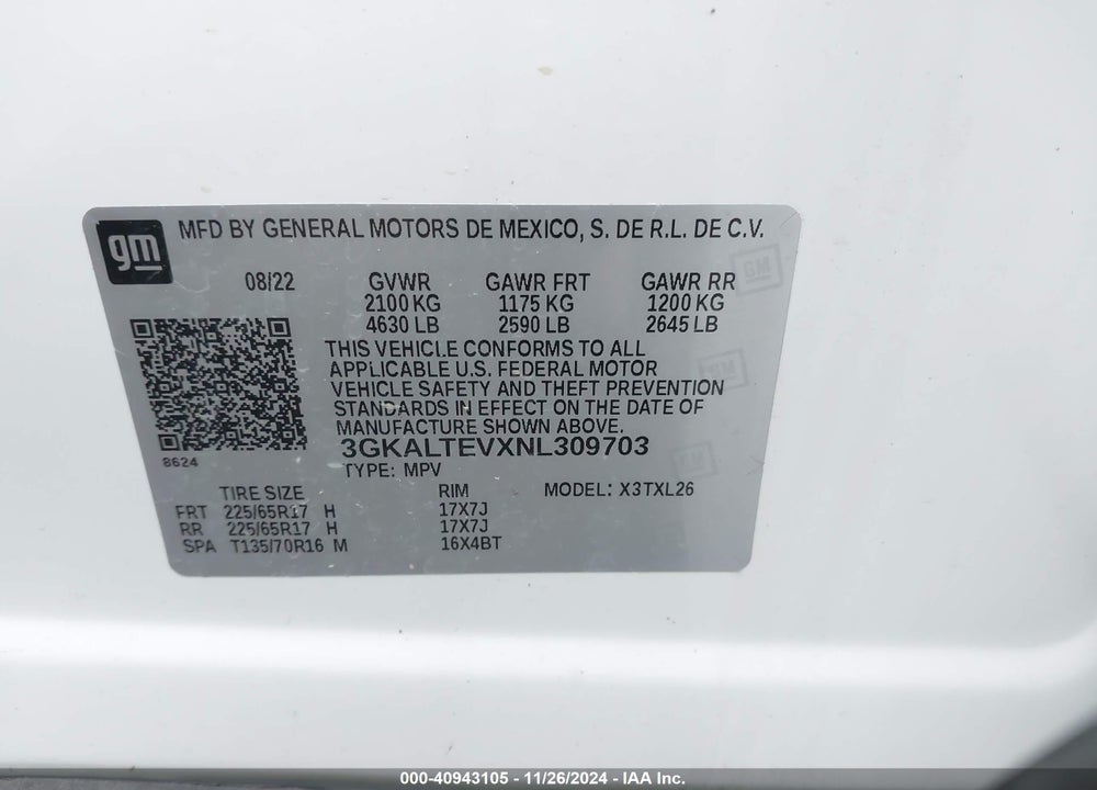 2022 GMC TERRAIN AWD SLE VIN: 3GKALTEVXNL309703