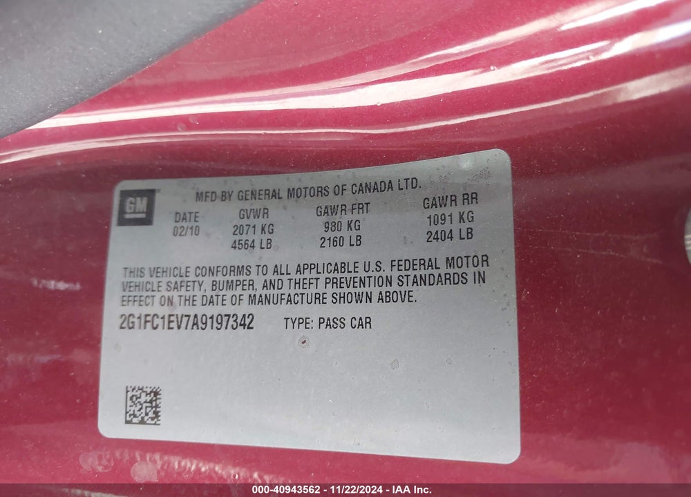 2010 CHEVROLET CAMARO 2LT VIN: 2G1FC1EV7A9197342