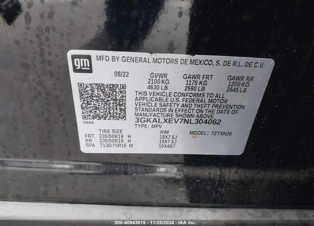 2022 GMC TERRAIN AWD DENALI VIN: 3GKALXEV7NL304062