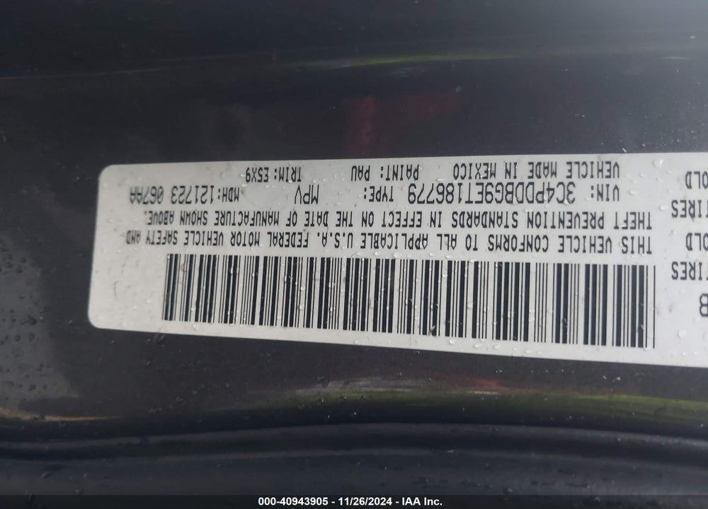 2014 DODGE JOURNEY SXT VIN: 3C4PDDBG9ET186779