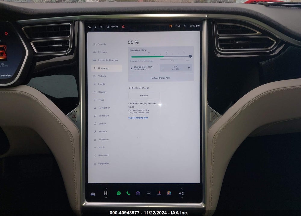 2014 TESLA MODEL S P85 VIN: 5YJSA1H1XEFP52239